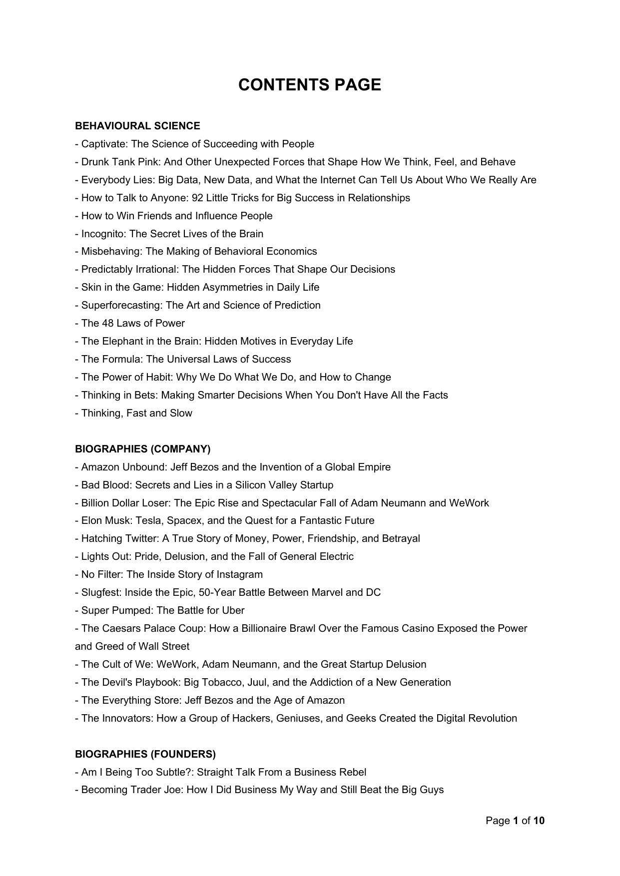 Contents Page Business-Related - Unknown